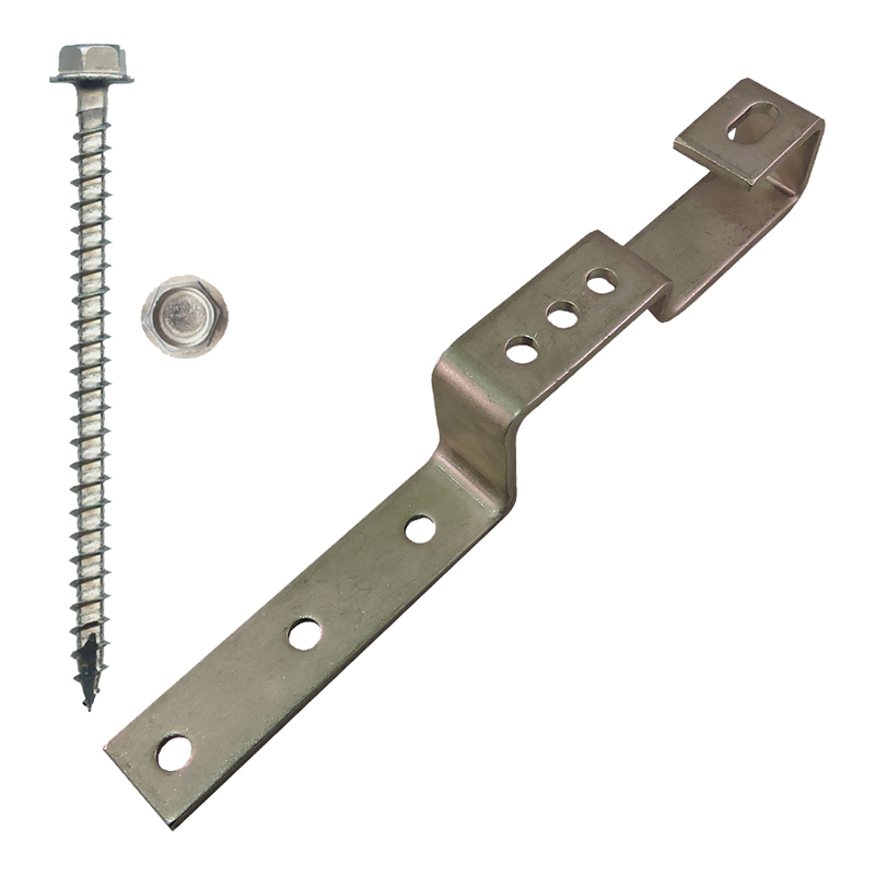Part Number 17538 180° Non-Adjustable Stone Coated Steel Roof Hook, Kit with 1/4" X 3" Screws 20/Carton Wgt = 23.40 Lbs
