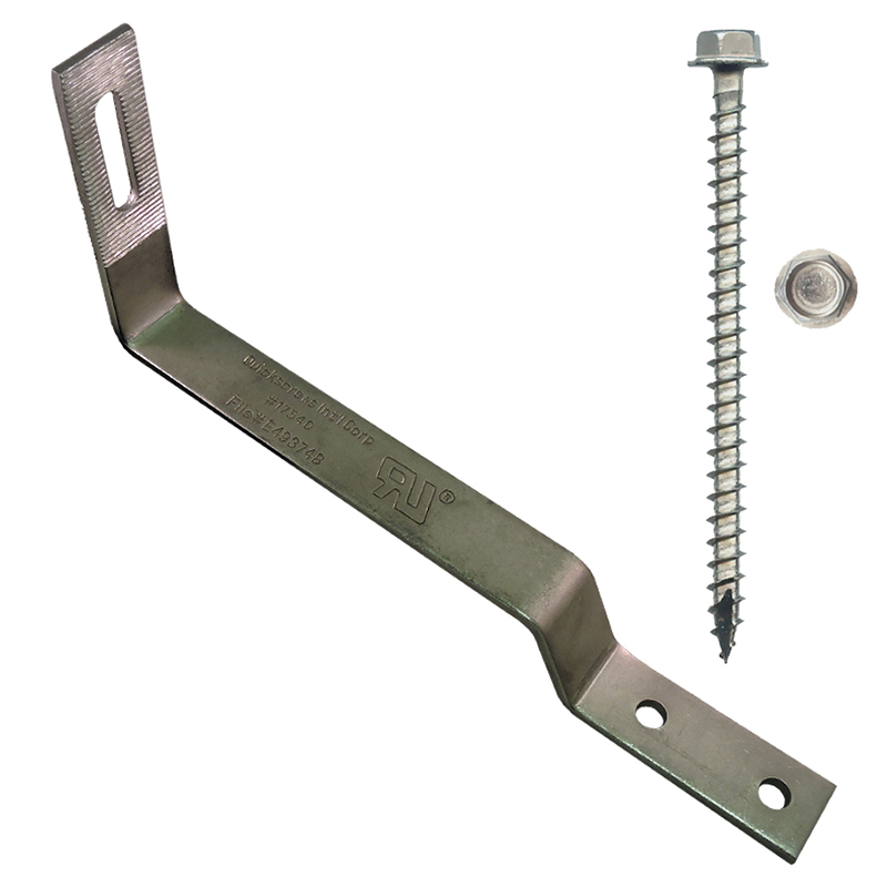 Part Number 17543 90° Flat Tile Roof Hook, 38mm Height, Kit with 1/4" X 3" Screws 1/PK Wgt = 1.20 Lbs