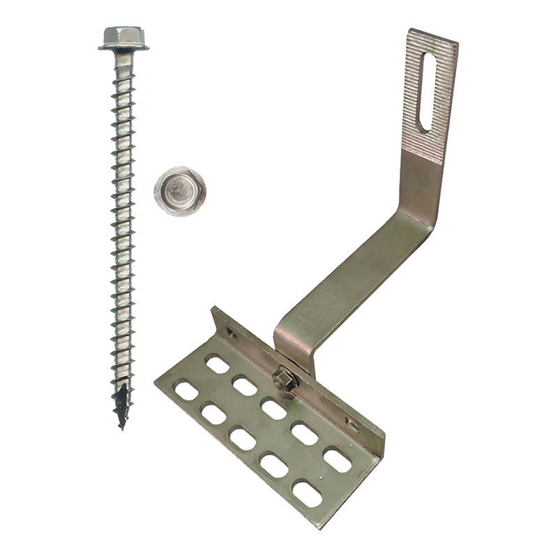 Part Number 17571 90° Curved Tile Roof Hook, 5mm Height Adjust Range, Kit with 1/4" X 3" Screws 1/PK Wgt = 1.69 Lbs 