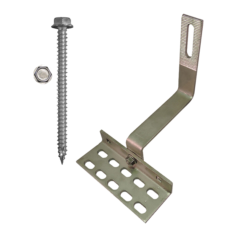 Part Number 17572 90° Curved Tile Roof Hook, 5mm Height Adjust Range, Kit with 5/16" X 3" Screws 10/Carton Wgt = 17.50 Lbs 