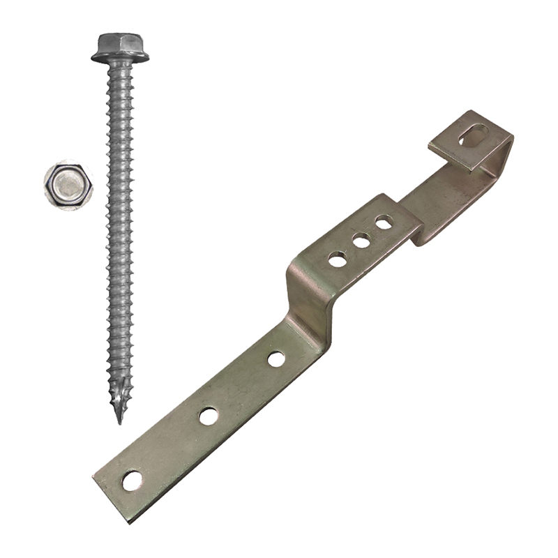 Part Number 17606 180° Non-Adjustable Stone Coated Steel Roof Hook, Kit with 5/16" X 3" Screws 20/Carton Wgt = 24.00 Lbs