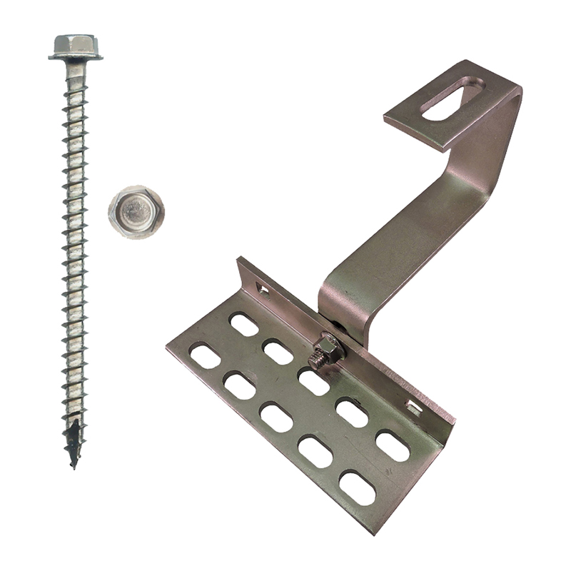 Part Number 17616 180° All Tile Roof Hook, 9mm Height Adjust Range, Kit with 1/4" X 3" Screws - for Curved & Flat Tile Roofs - works with or without battens 10/Carton Wgt = 16.06 Lbs 