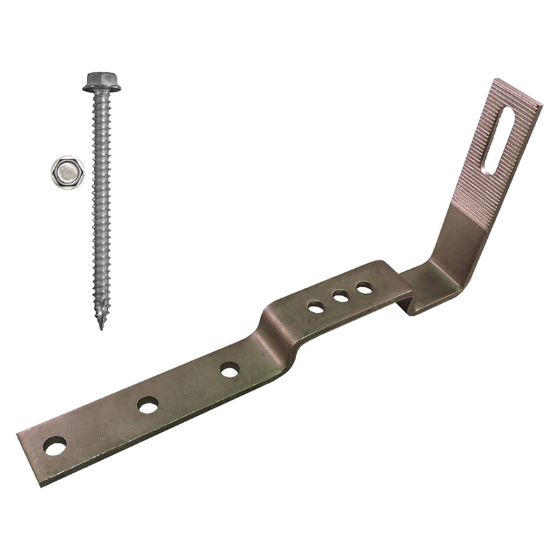 Part Number 17631 90° Non-Adjustable Stone Coated Steel Roof Hook "No Batten", Kit with 5/16" X 3" Screws 1/PK Wgt = 1.63 Lbs